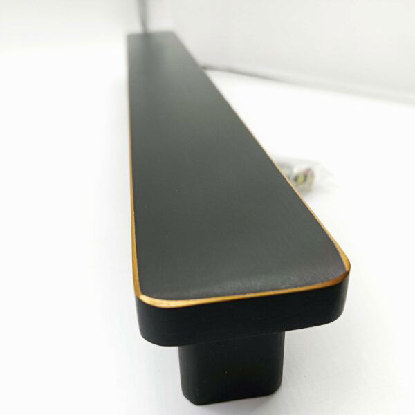 Maindoor handle plain Black matt finish 14",20" with golden line border 5112