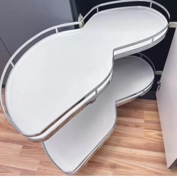 S type Swing corner left Modular Kitchen Swing Tray Magic Corner with Soft Close MH groove White (Left Side Opening) 1 year warenty