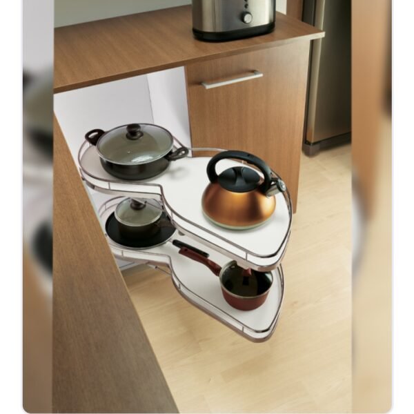 S type Swing corner right Modular Kitchen Swing Tray Magic Corner with Soft Close MH groove White (right Side Opening) 1 year warenty