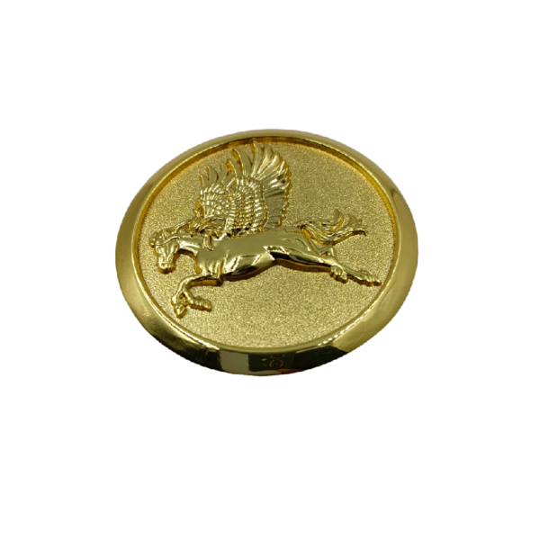 Drawer knob gold 75mm round flying horse 1327