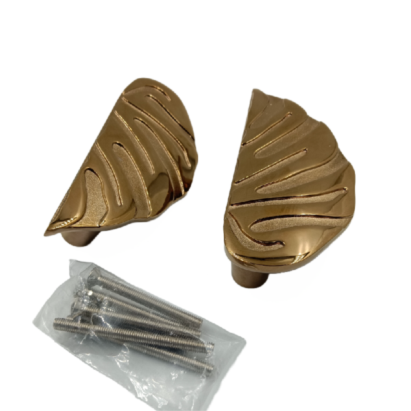 Drawer Wardrobe handle PVD Rosegold finish leaf type 96mm (set of 2pcs