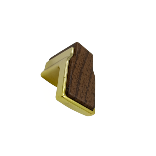 Drawer knob wooden finish with pvd golden 35mm L type 2047