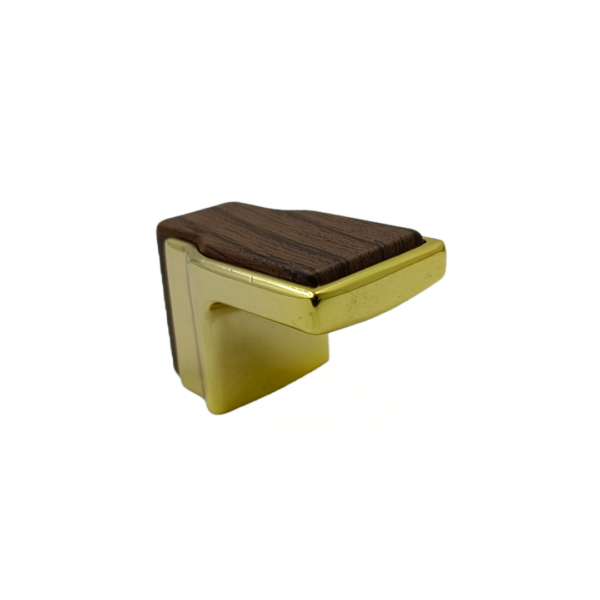 Drawer knob wooden finish with pvd golden 35mm L type 2047
