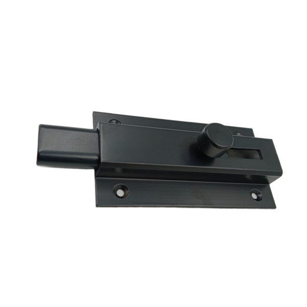 Black towerbolt Flat latch for interior doors 4" aluminium