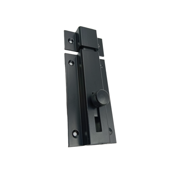Black towerbolt Flat latch for interior doors 4" aluminium