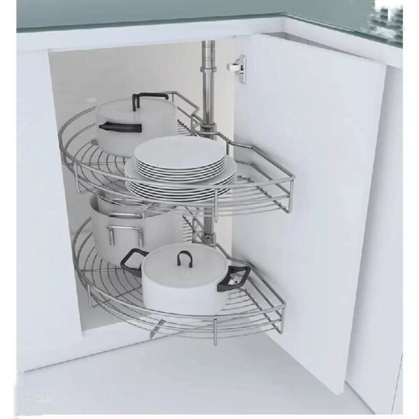 Godrej D Tray corner wire Basket Stainless Steel, 650mm diameter Modular Kitchen Cabinets