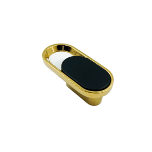 Drawer knob pvd Gold with black 75mm vertical oval with ring type 1301