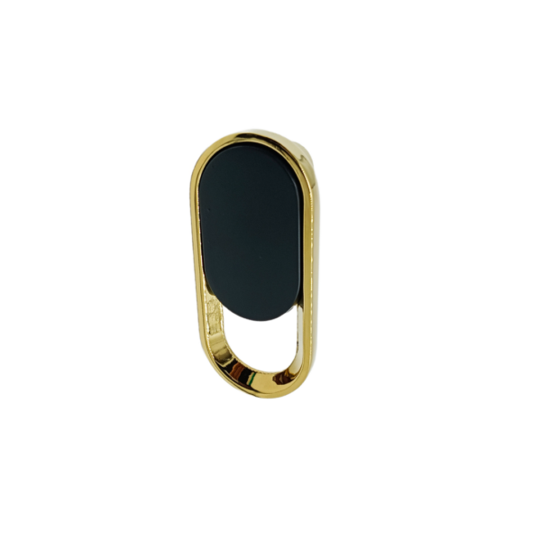 Drawer knob pvd Gold with black 75mm vertical oval with ring type 1301