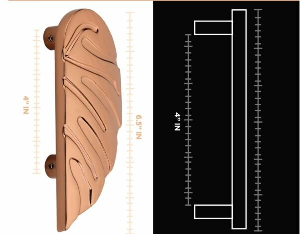 Drawer Wardrobe handle PVD Rosegold finish leaf type 96mm (set of 2pcs)1042