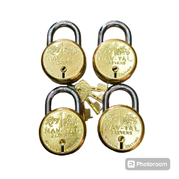 Brass padlock godrej NAVTAL 7lever set of 4pcs with comman key 3299 4keys 1 year warrenty