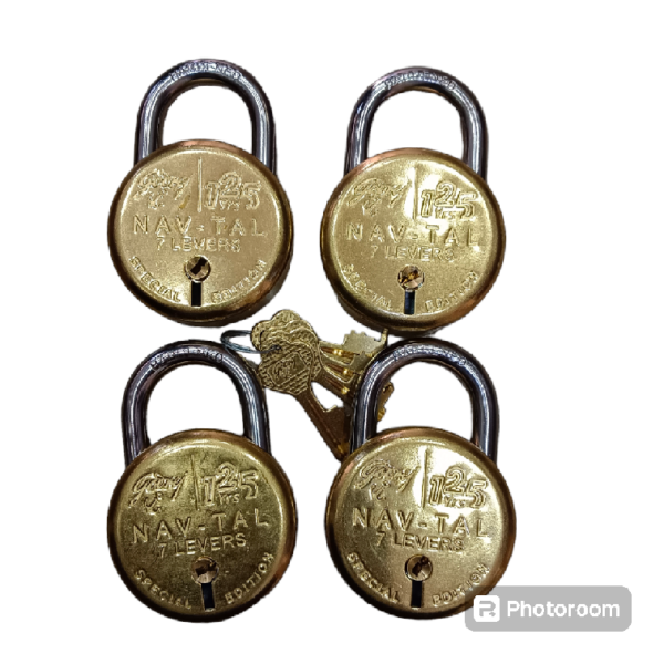 Brass padlock godrej NAVTAL 7lever set of 4pcs with comman key 3299 4keys 1 year warrenty