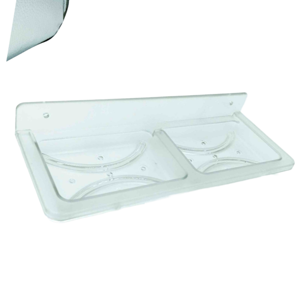 ABS double soap dish clear square unbreakable transperent xtra deep