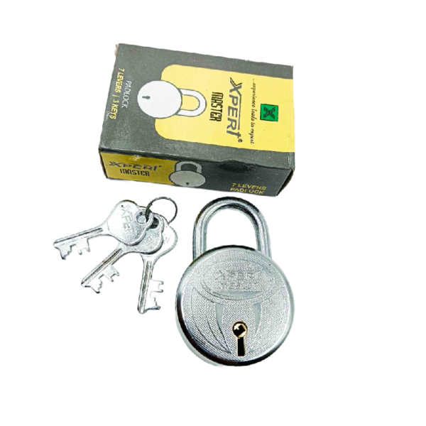 Padlock round 50mm steel 3keys xpert 7 lever double locking