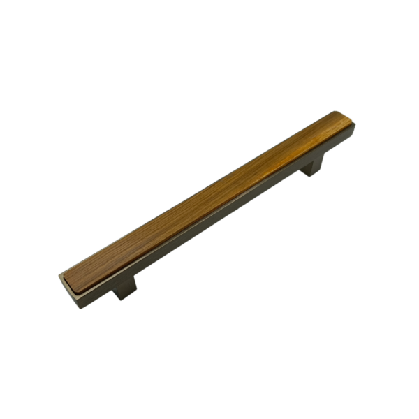 Drawer wardrobe handle wooden finish with s.s matt border 4",8",10",12",18",24" SI-076